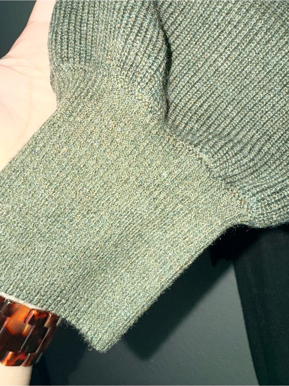LOFT Olive Open-Front Ribbed Cardigan - Picture 5 of 6
